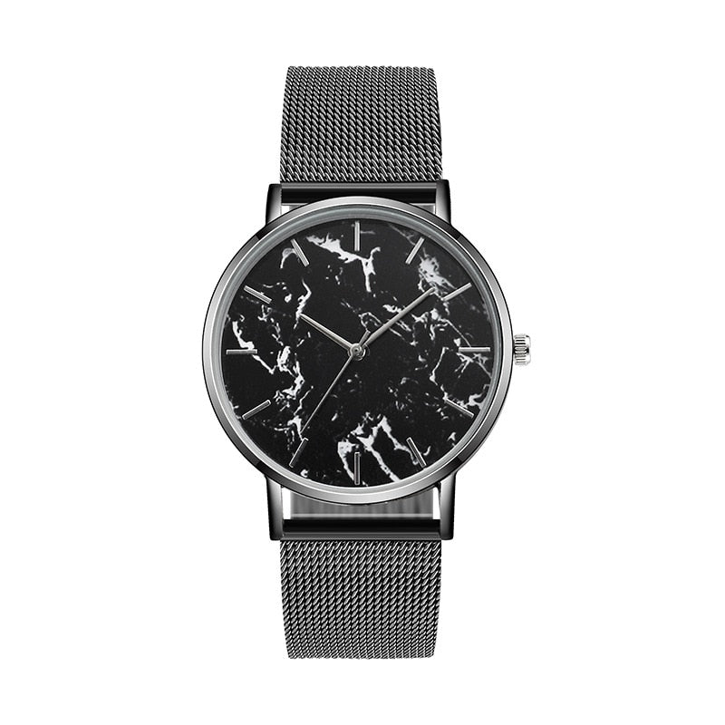 Luxury Mesh Band Creative Marble Female Wrist Watch