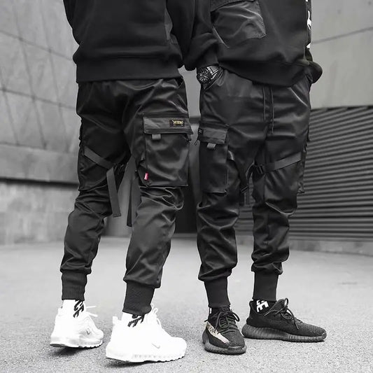 Men's Ribbons Harem Cargo Joggers with Pockets