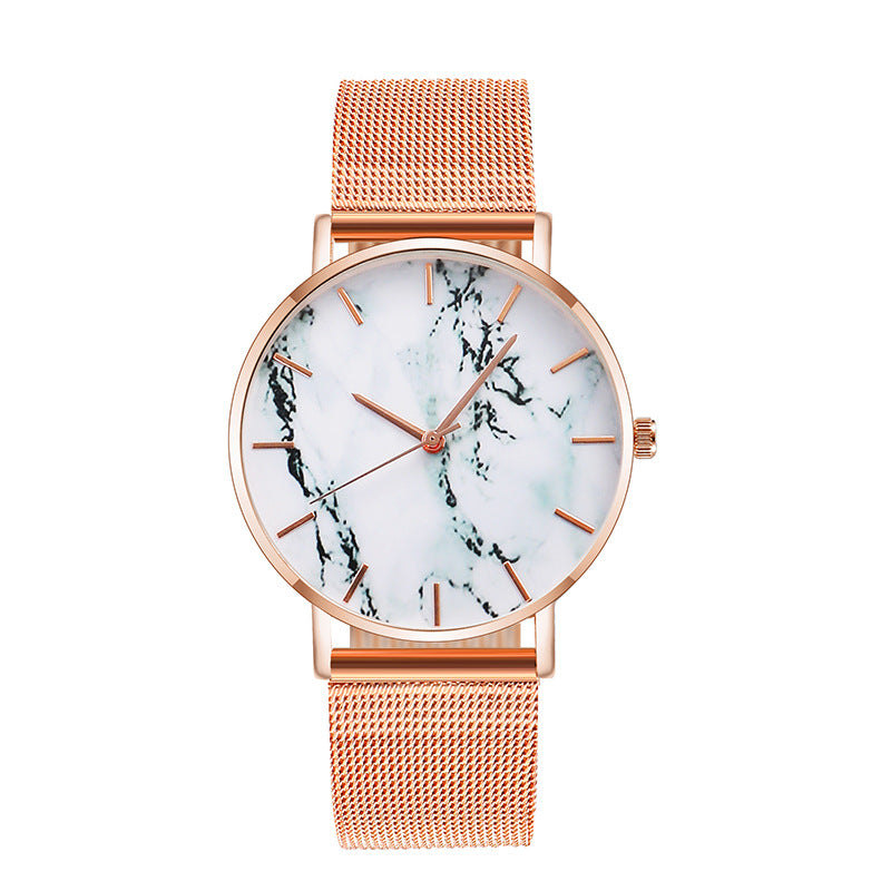 Luxury Mesh Band Creative Marble Female Wrist Watch