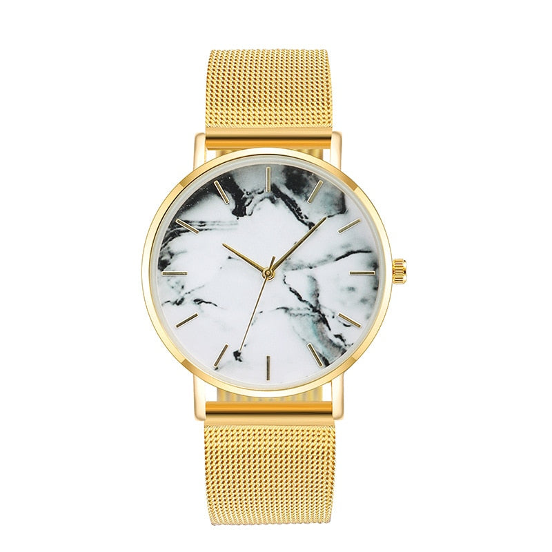 Luxury Mesh Band Creative Marble Female Wrist Watch