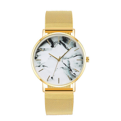 Luxury Mesh Band Creative Marble Female Wrist Watch