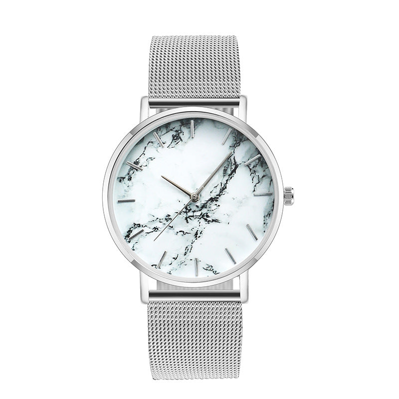 Luxury Mesh Band Creative Marble Female Wrist Watch