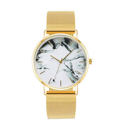 Luxury Mesh Band Creative Marble Female Wrist Watch